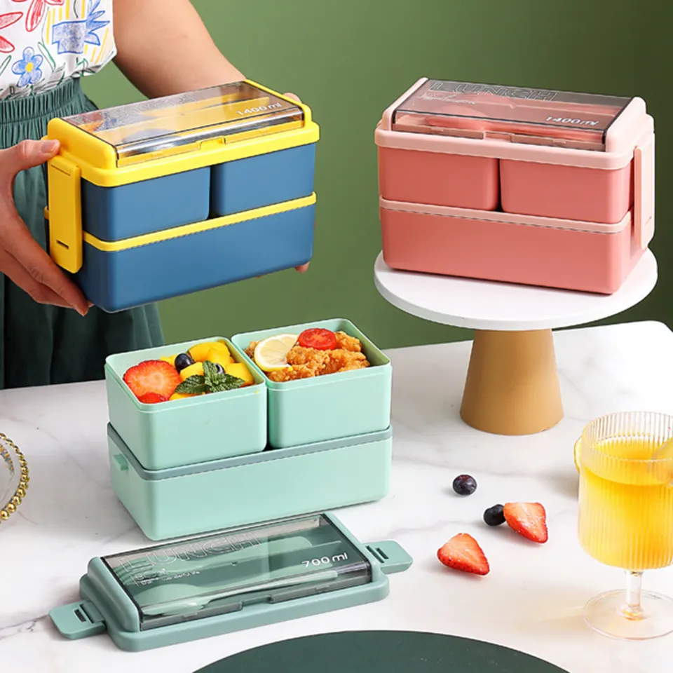 1400ml 3-Compartment Double Layer Lunch Box